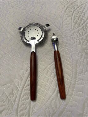 MCM Vintage 60’s EKCO Bar Tool Set Cocktail Strainer Mixer & Bottle Can Opener